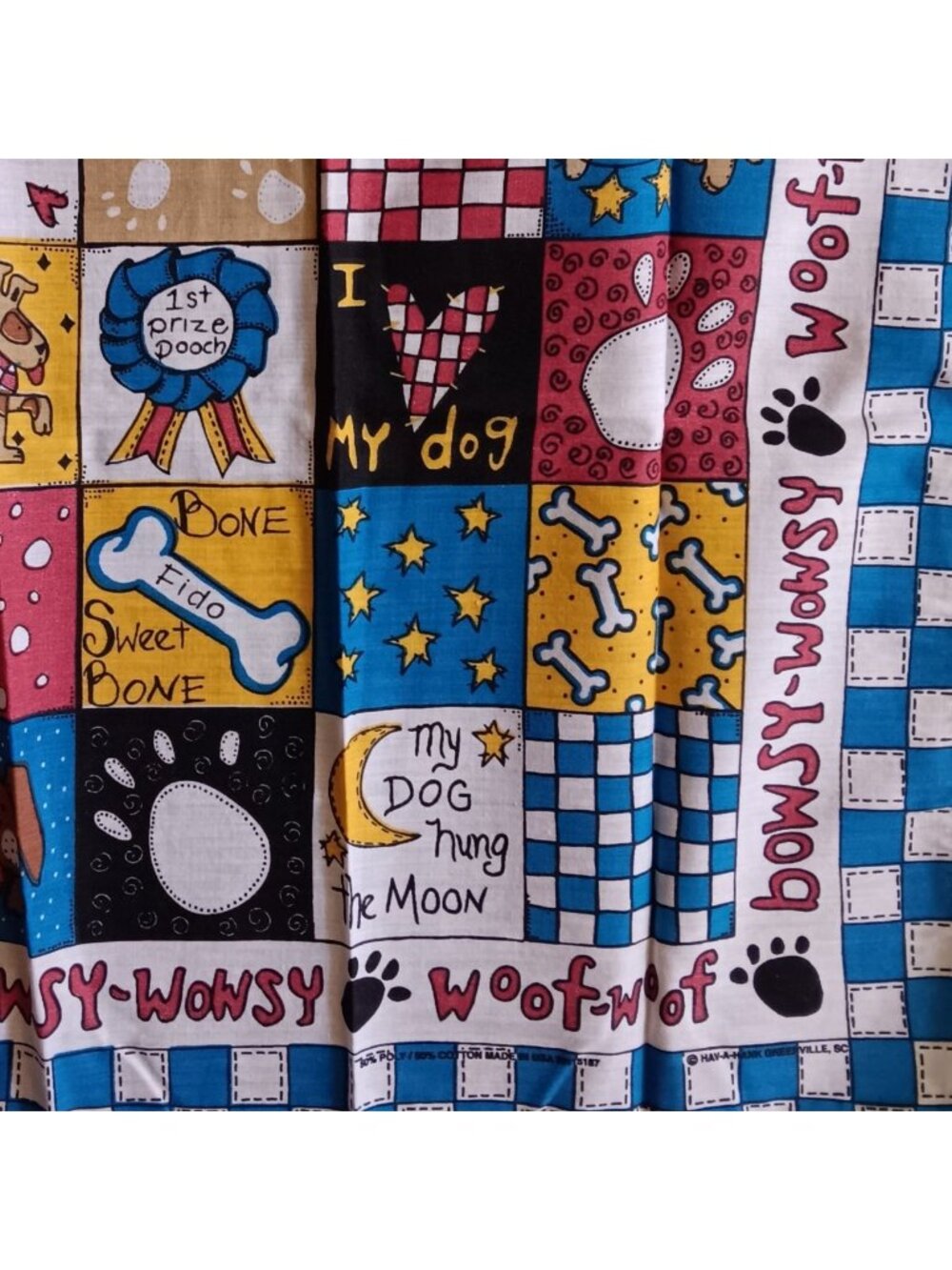 Dog-Themed Hanky Bandana Vintage Hav-A-Hank Woof Woof Quilt Scarf 21x21 NEW